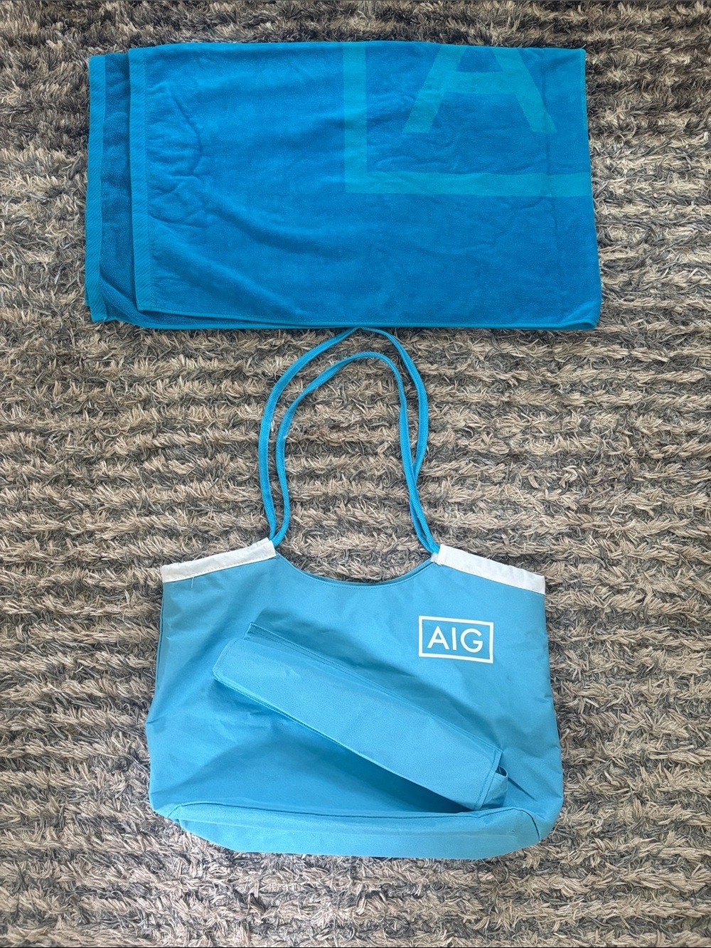 Blue Beach Bundle 100% Cotton Beach Towel + Free Matching Tote Bag BOGO